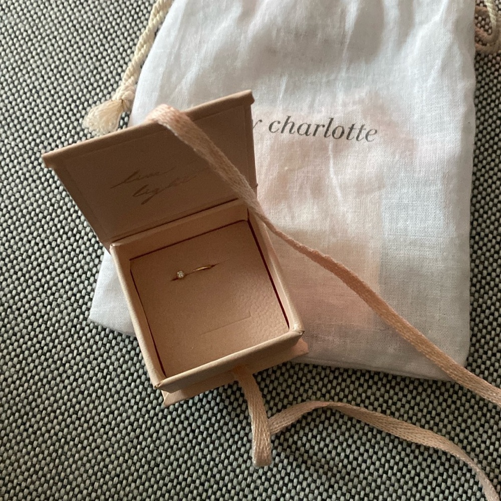 By Charlotte 14k Yellow Gold Blushing Diamond Huggie Hoop
